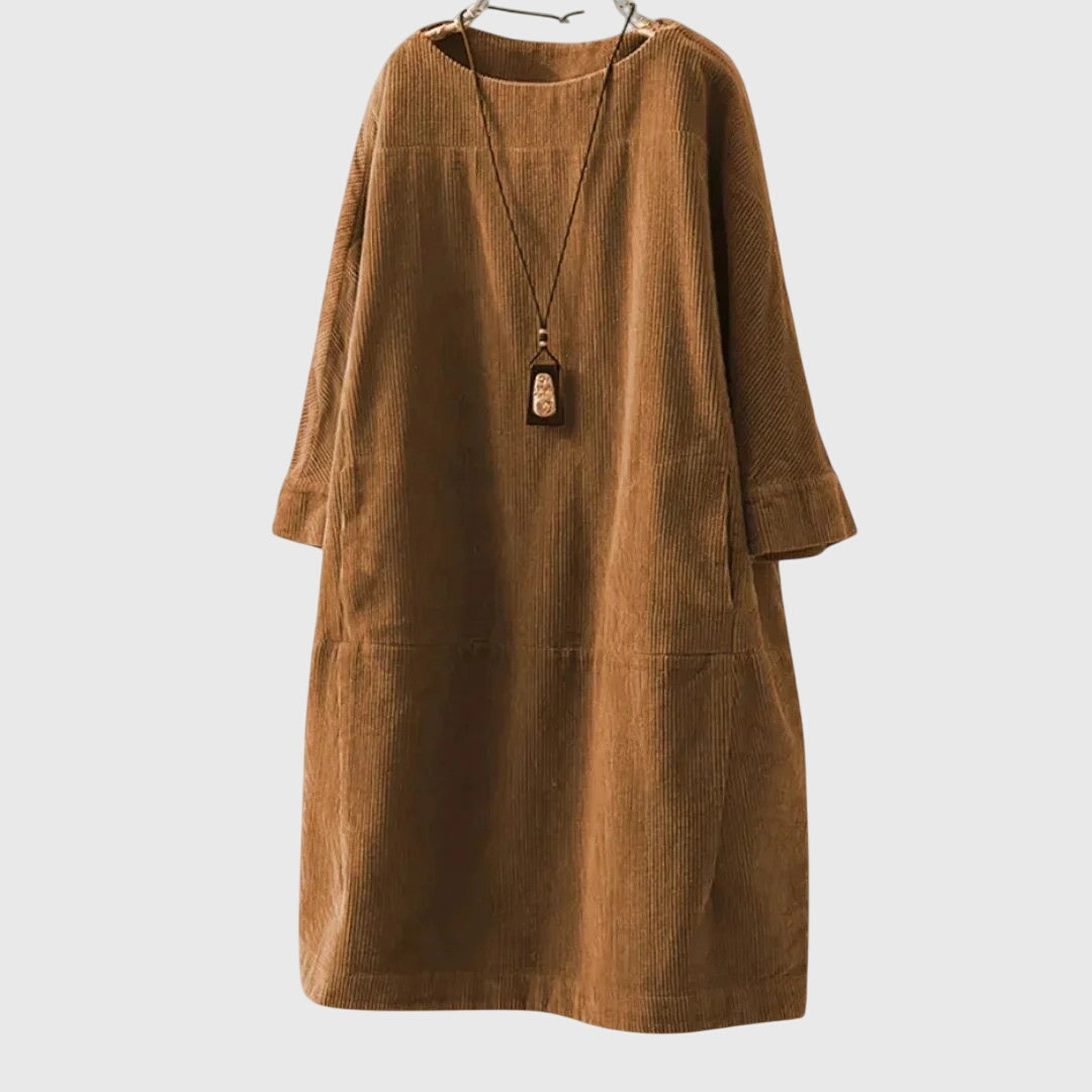 Grace | Lässiges Corduroy-Midikleid