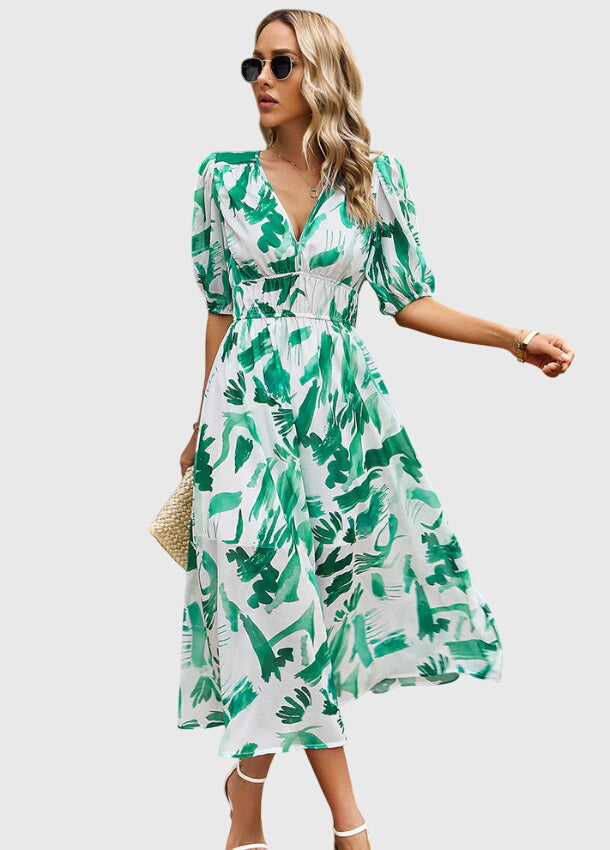 Merlin™ | Flatterndes Blumen-Midi-Kleid
