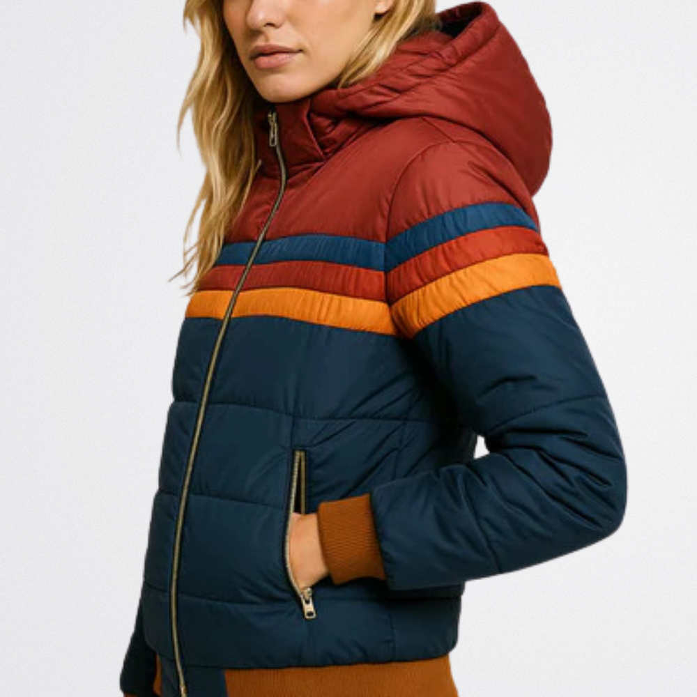 Astrid - Vintage Streifen Pufferjacke