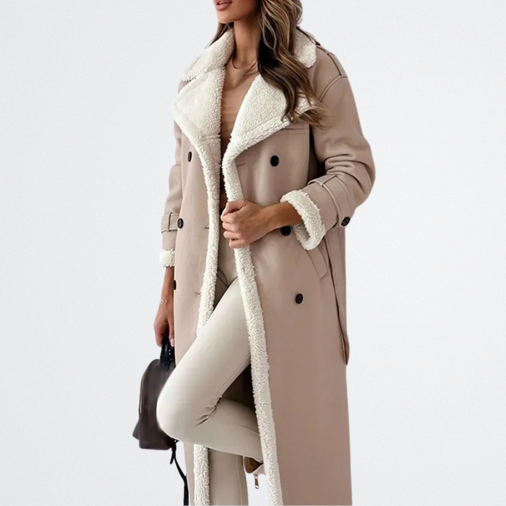 Roxanne - Lammfell-Gürtel-Trenchcoat