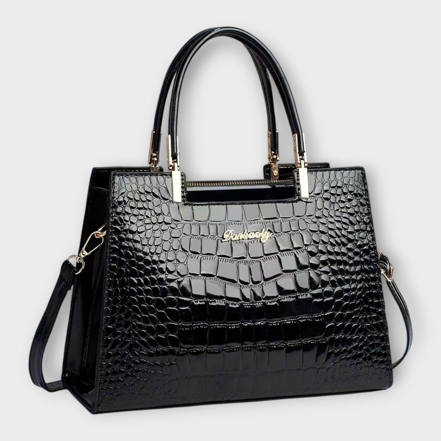 Olivia - Glänzende Krokodil-Muster Handtasche