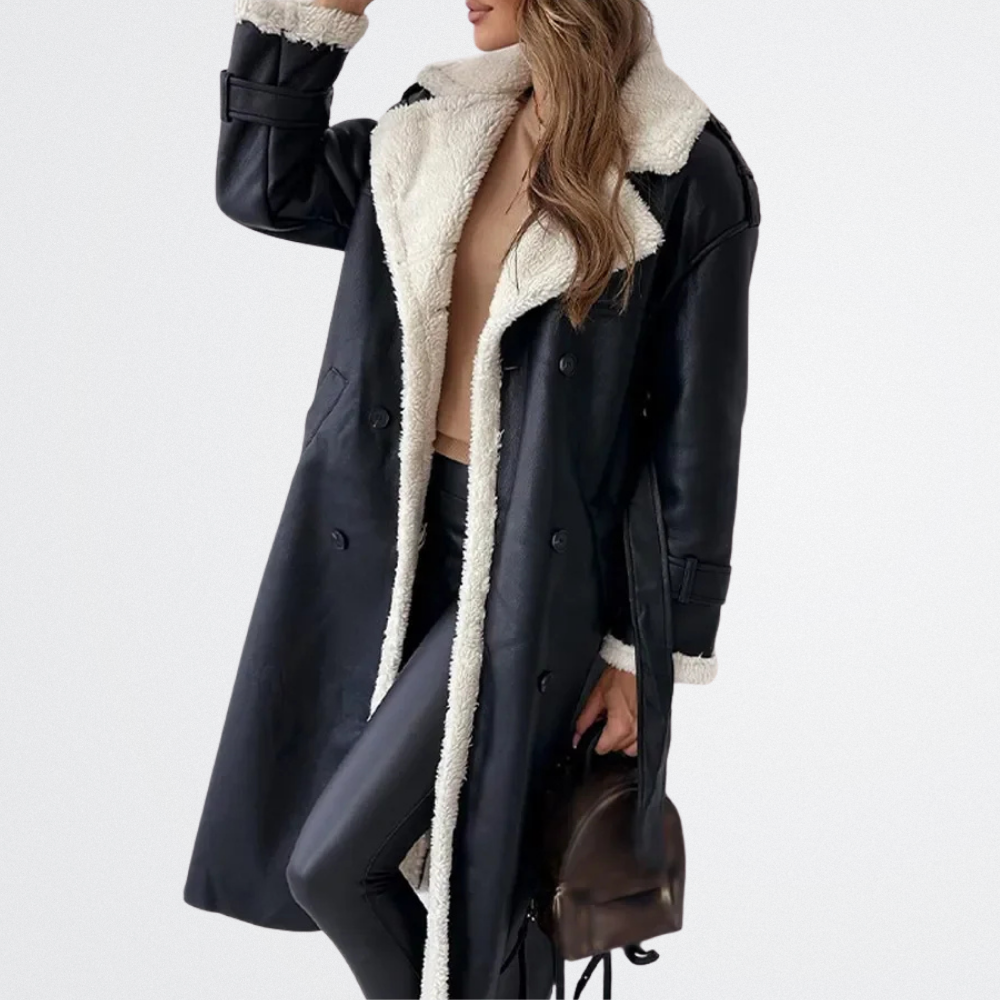 Roxanne - Lammfell-Gürtel-Trenchcoat
