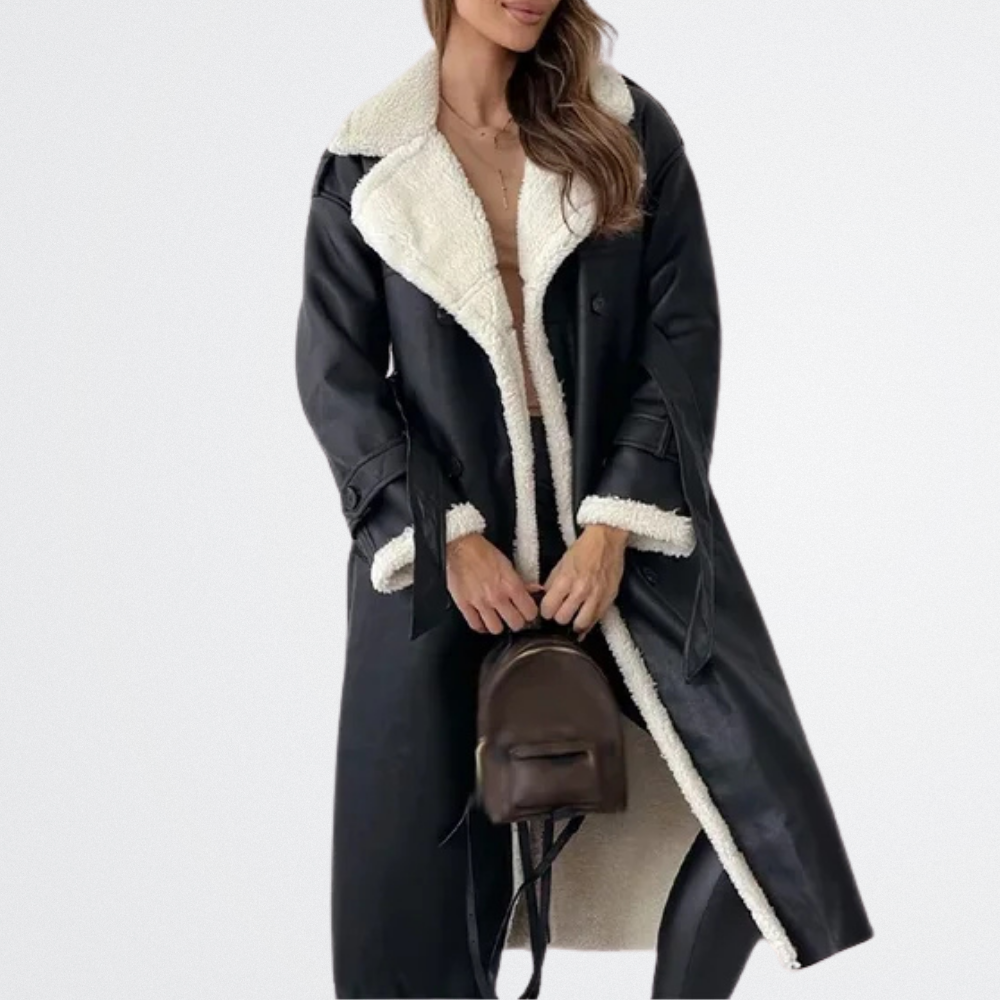 Roxanne - Lammfell-Gürtel-Trenchcoat