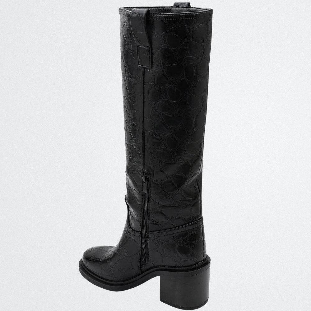Esme – Schwarzer Stiefel mit Prägung