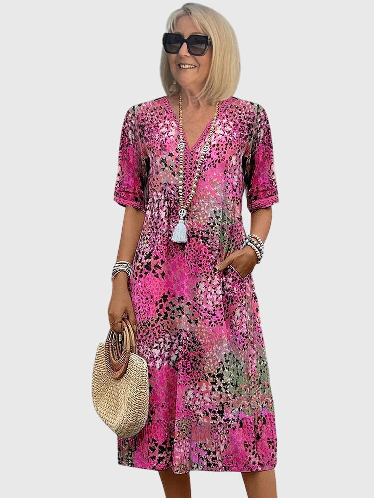 Bella | Elegantes Blumen-Midi-Kleid