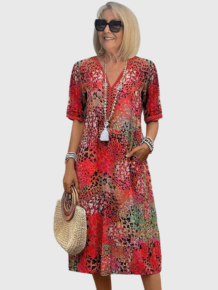 Bella | Elegantes Blumen-Midi-Kleid