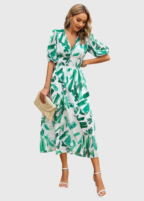 Merlin™ | Flatterndes Blumen-Midi-Kleid