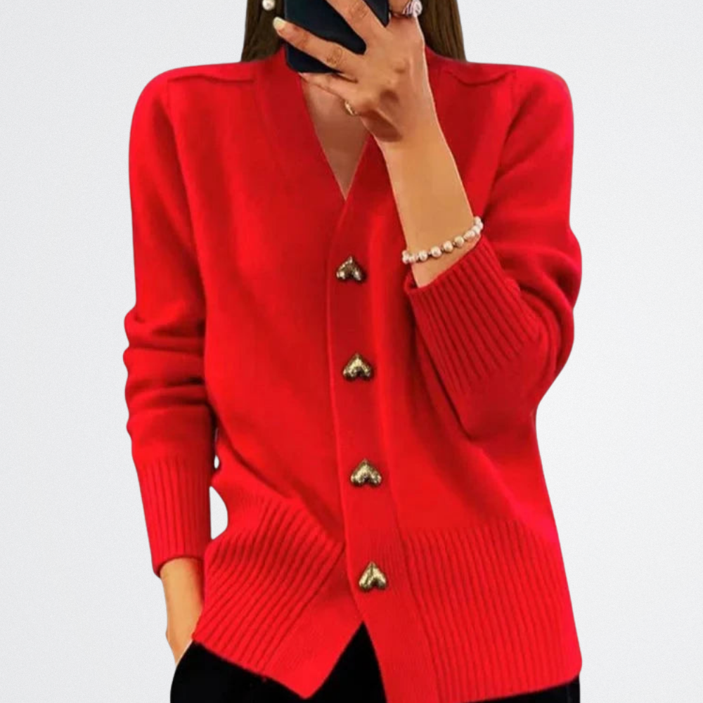 Liora - Herzknopf-Strickjacke