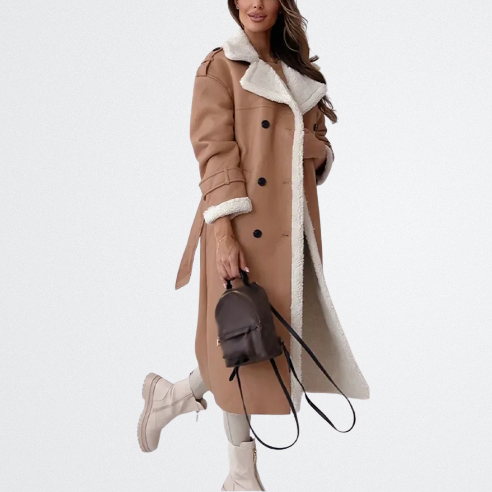 Roxanne - Lammfell-Gürtel-Trenchcoat