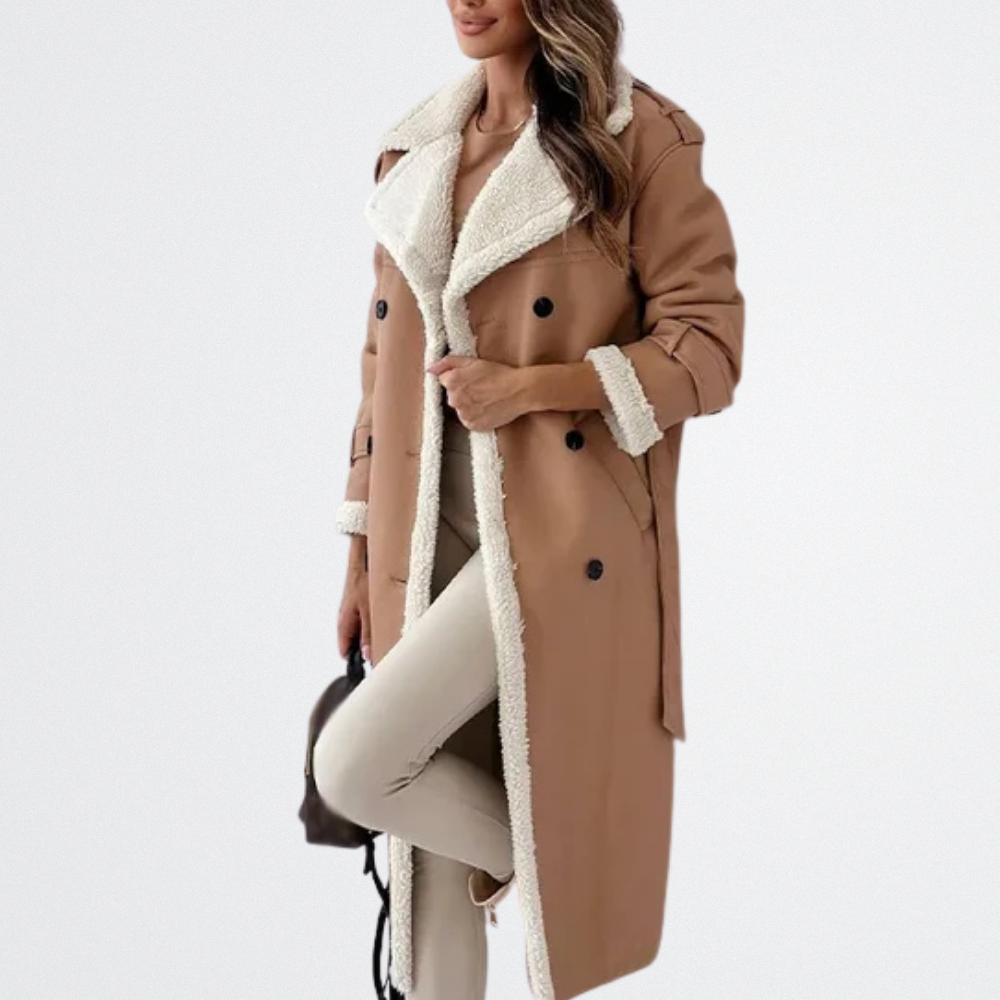 Roxanne - Lammfell-Gürtel-Trenchcoat