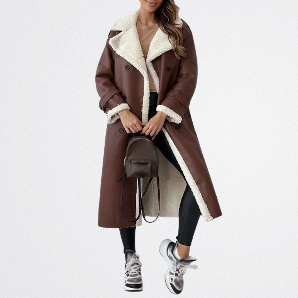 Roxanne - Lammfell-Gürtel-Trenchcoat