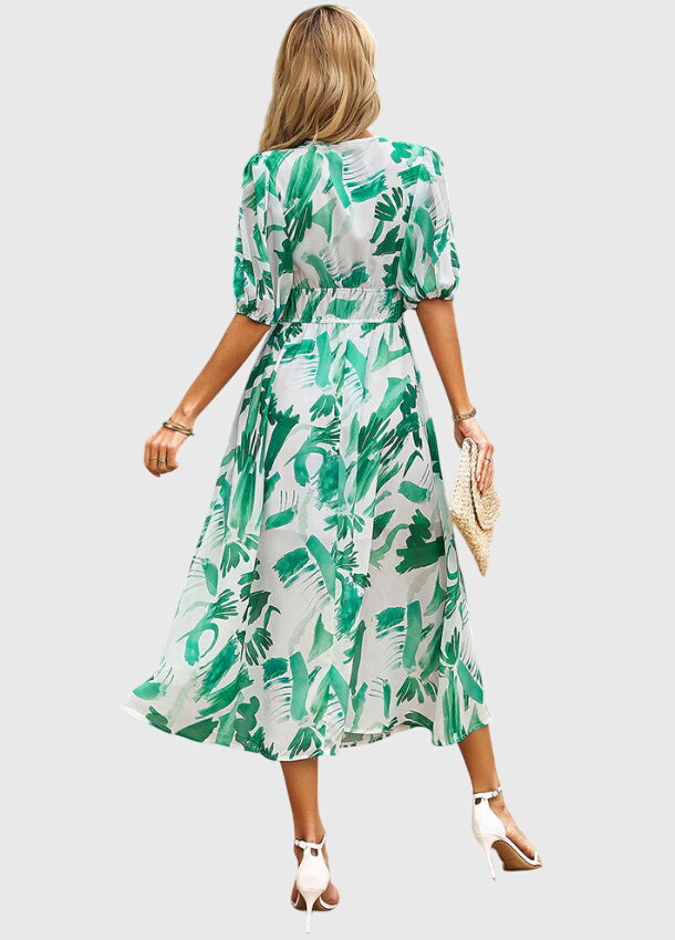 Merlin™ | Flatterndes Blumen-Midi-Kleid