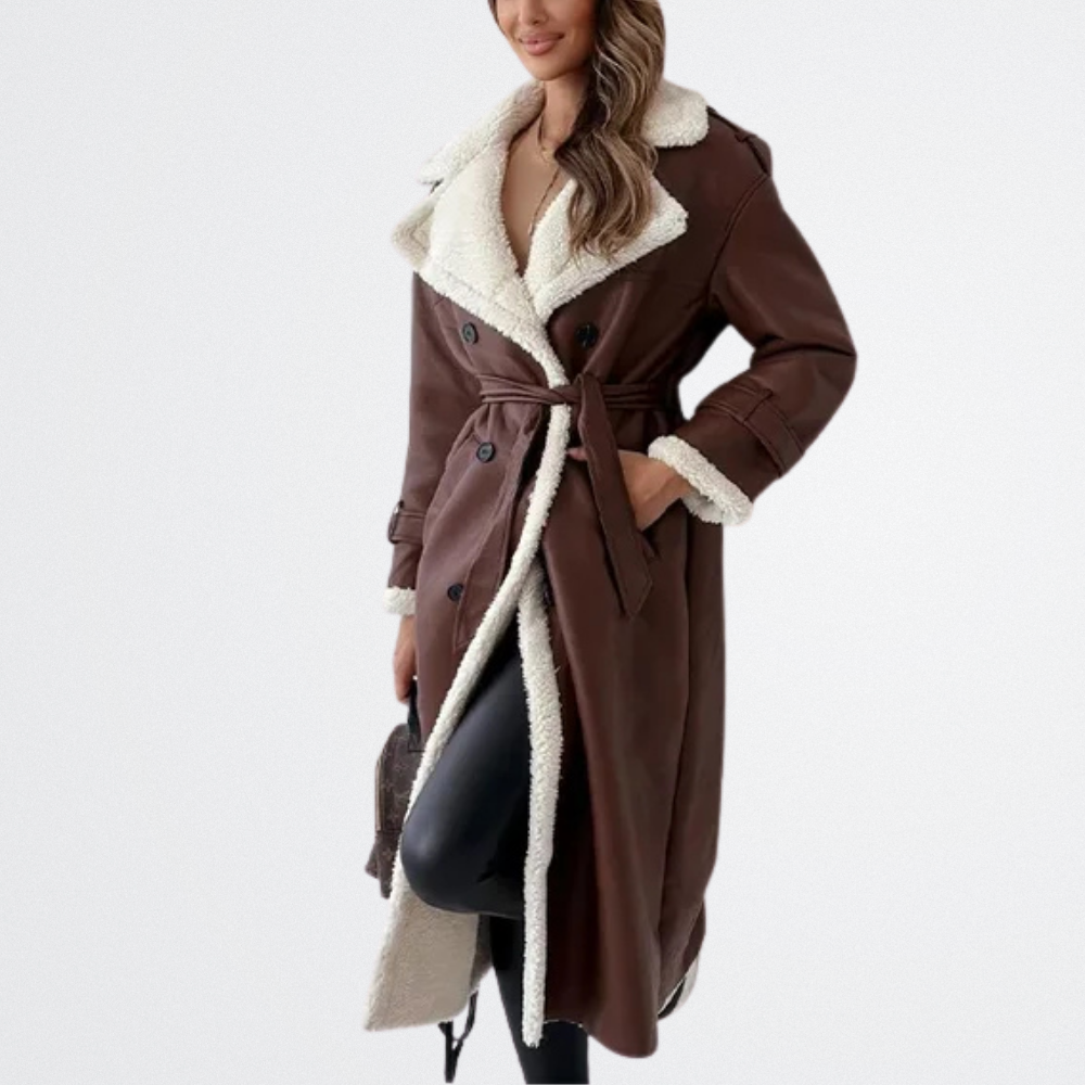 Roxanne - Lammfell-Gürtel-Trenchcoat