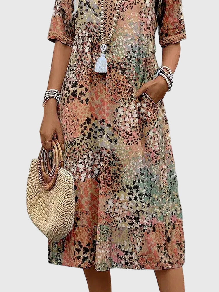 Bella | Elegantes Blumen-Midi-Kleid