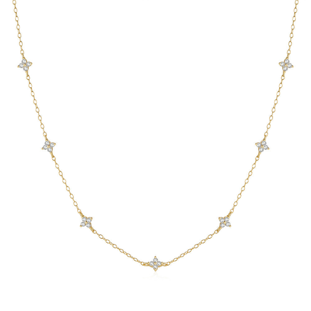 Tyndall - Adjustable Necklace with Floral Motif and Zirconia