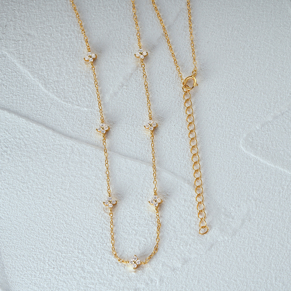 Tyndall - Adjustable Necklace with Floral Motif and Zirconia