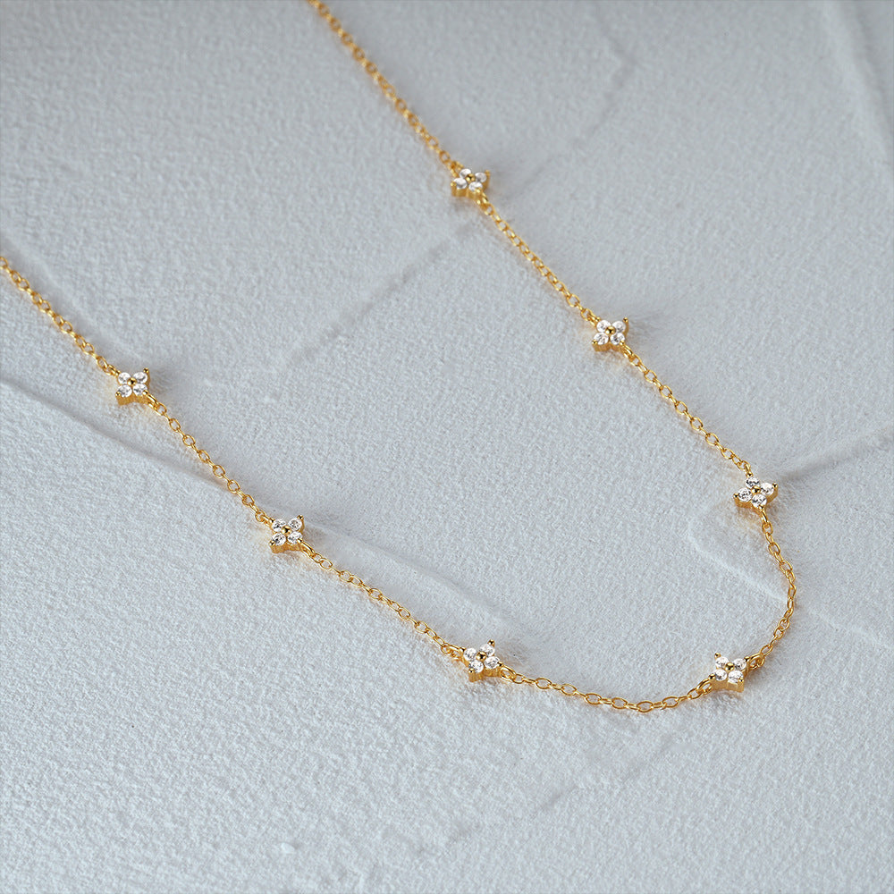 Tyndall - Adjustable Necklace with Floral Motif and Zirconia