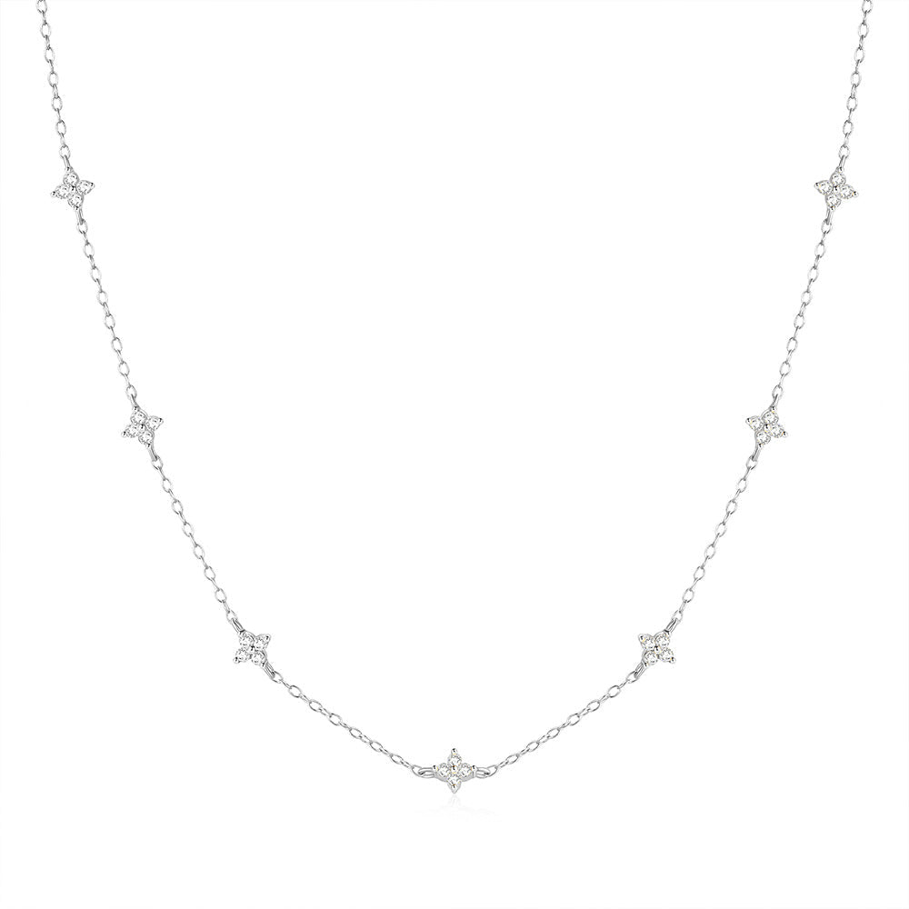 Tyndall - Adjustable Necklace with Floral Motif and Zirconia