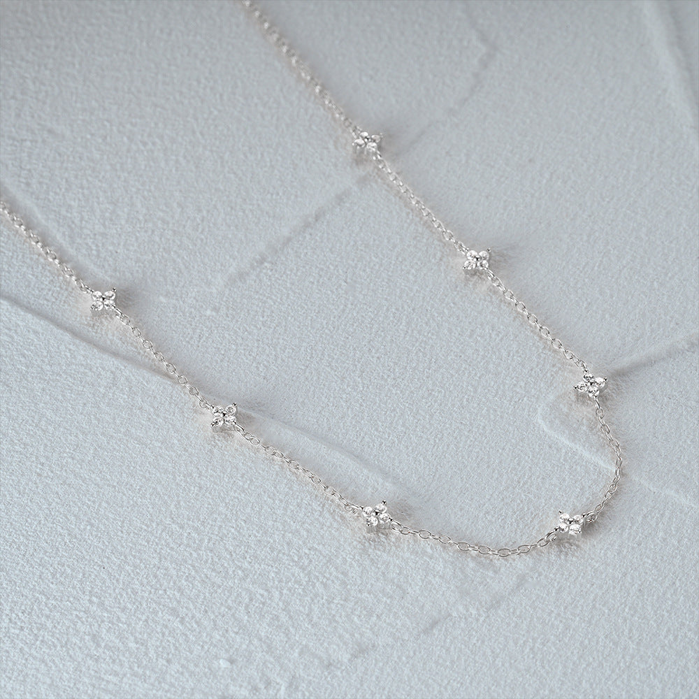 Tyndall - Adjustable Necklace with Floral Motif and Zirconia