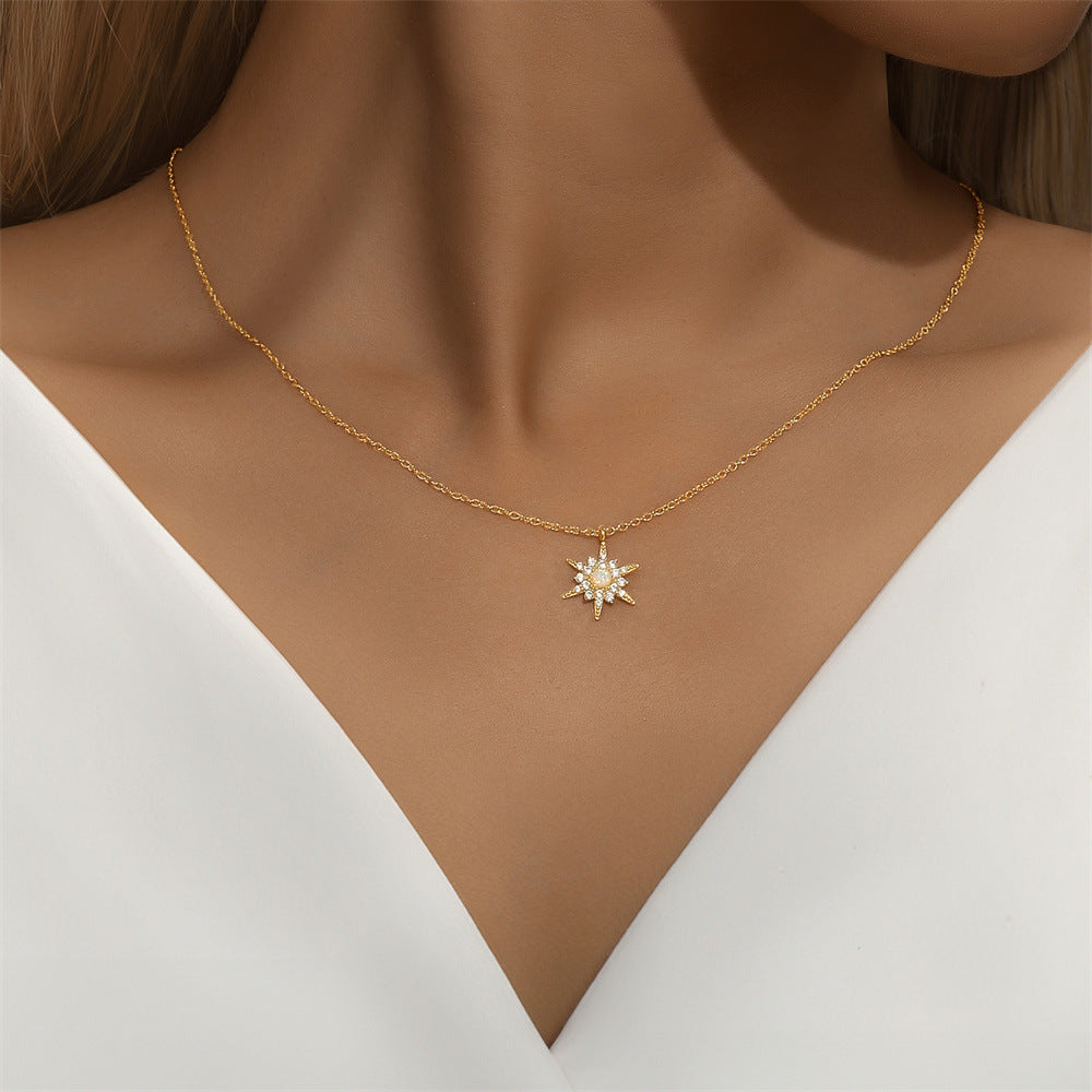 Christabell - Opal-Sonnenblume-Gold Halskette