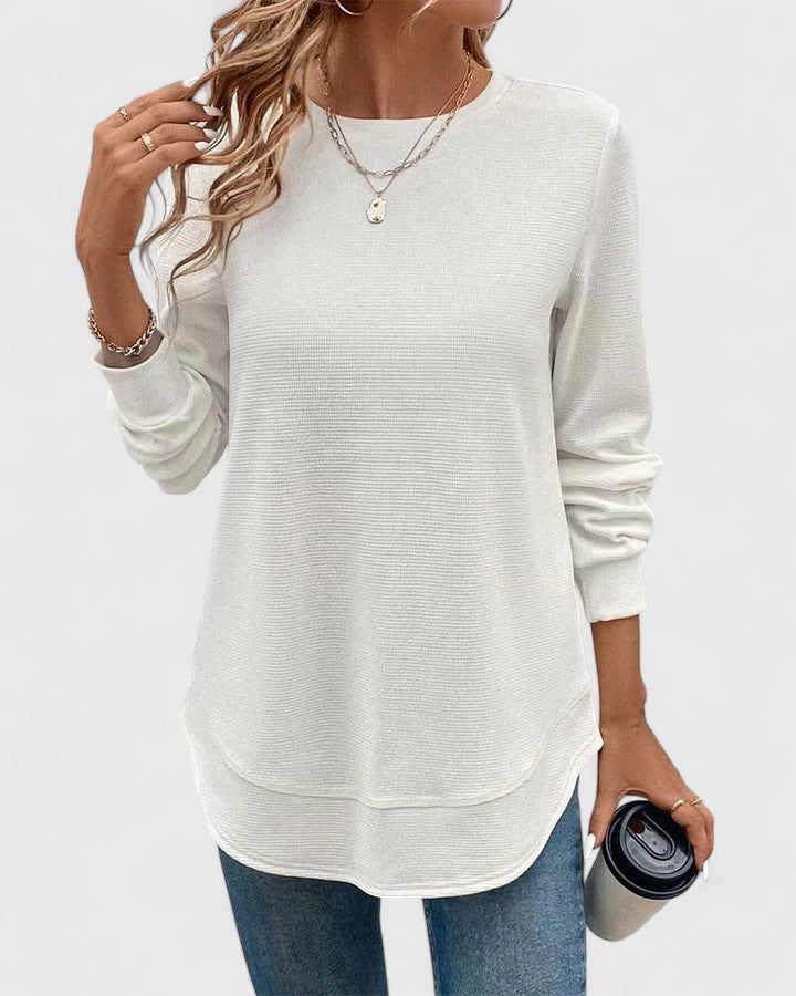 Nadyalyn | Elegantes O-Hals Langarm