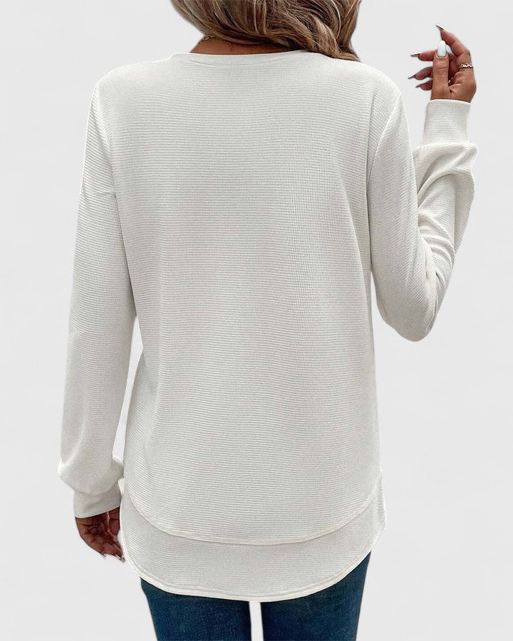 Nadyalyn | Elegantes O-Hals Langarm