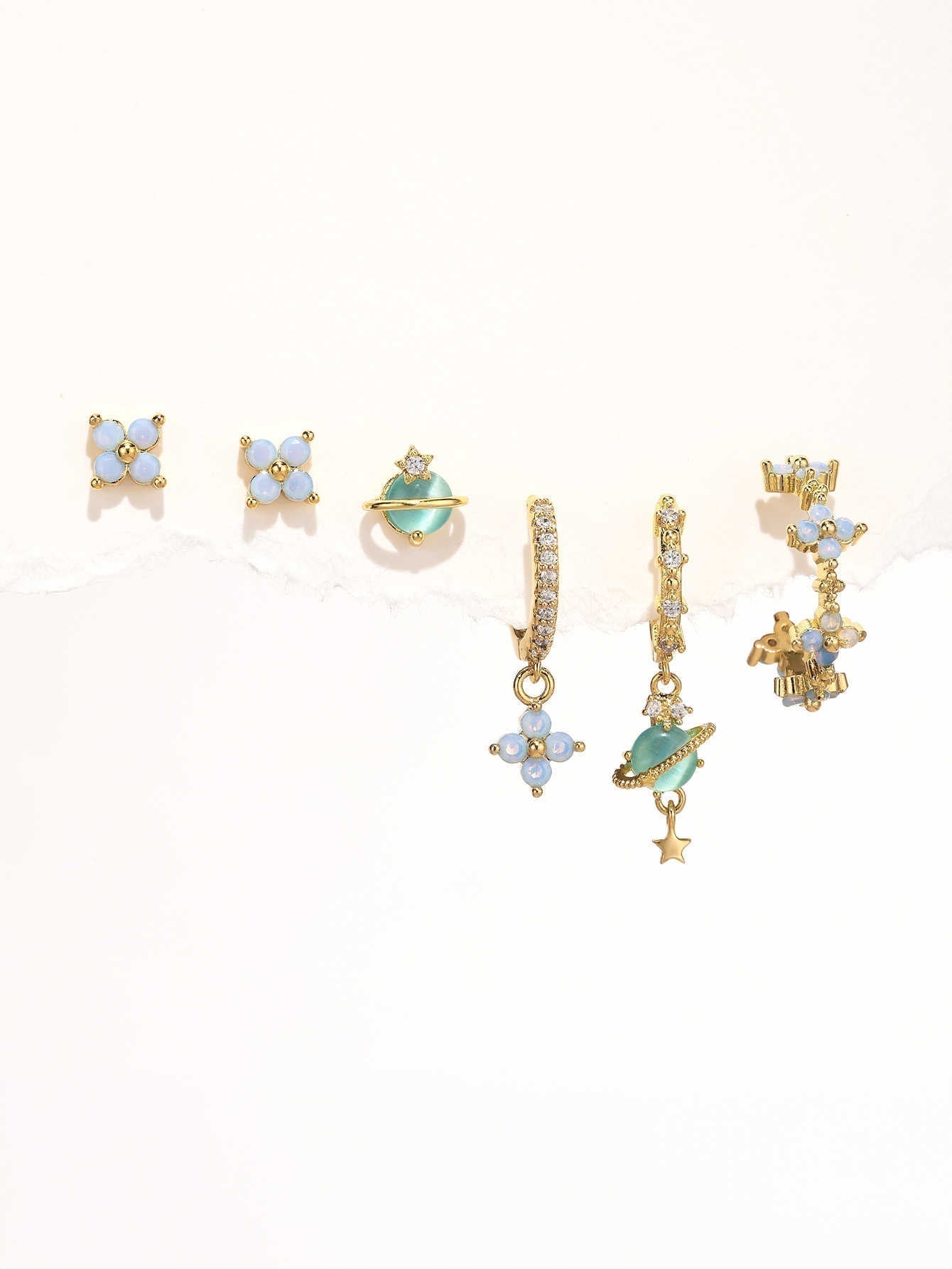 Elegante Blumenstern Ohrringe mit Zirkonia - Joane