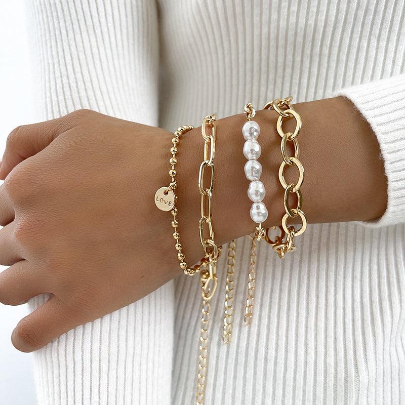 Goldperlen-Armband-Set