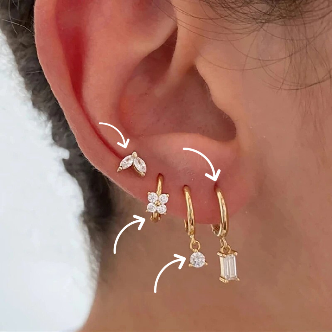 Goldfarbene Ohrringe mit Zirkonia-Steinen – Grace