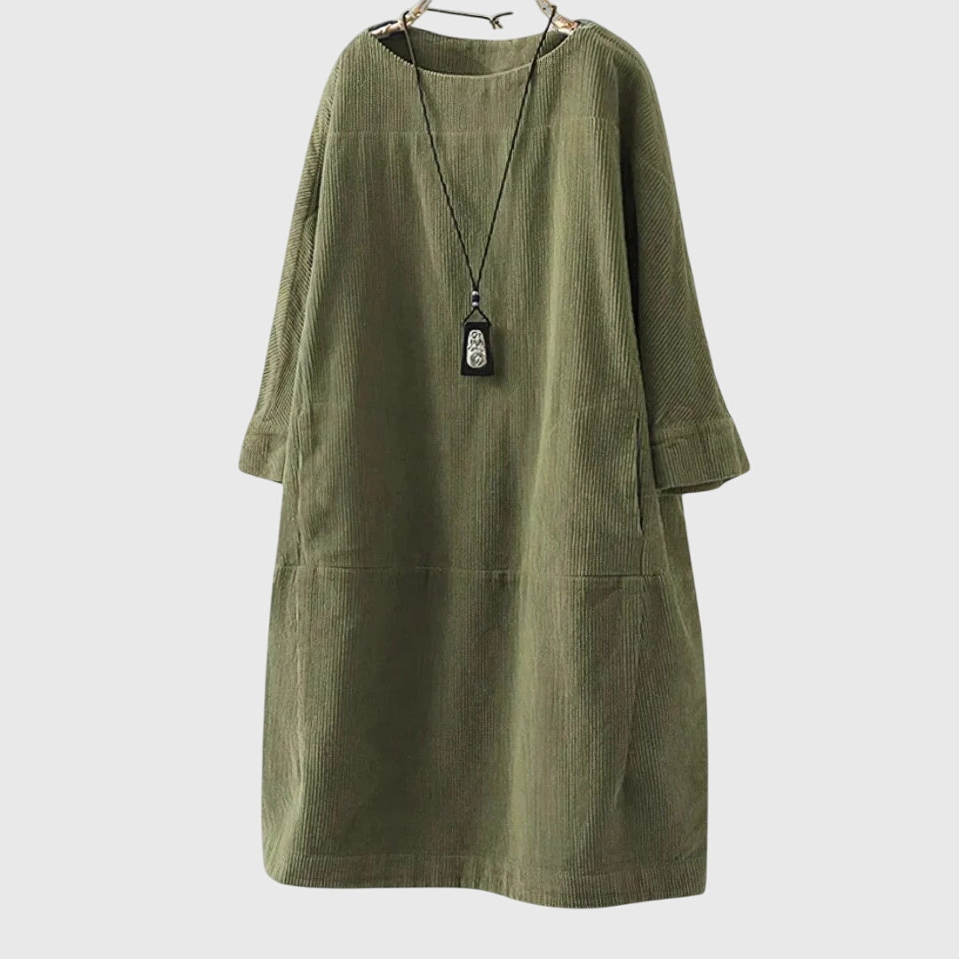 Grace | Lässiges Corduroy-Midikleid