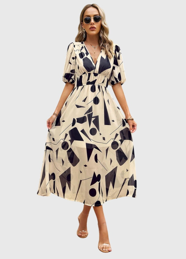 Merlin™ | Flatterndes Blumen-Midi-Kleid