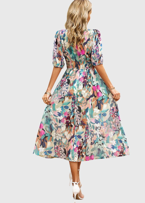 Merlin™ | Flatterndes Blumen-Midi-Kleid