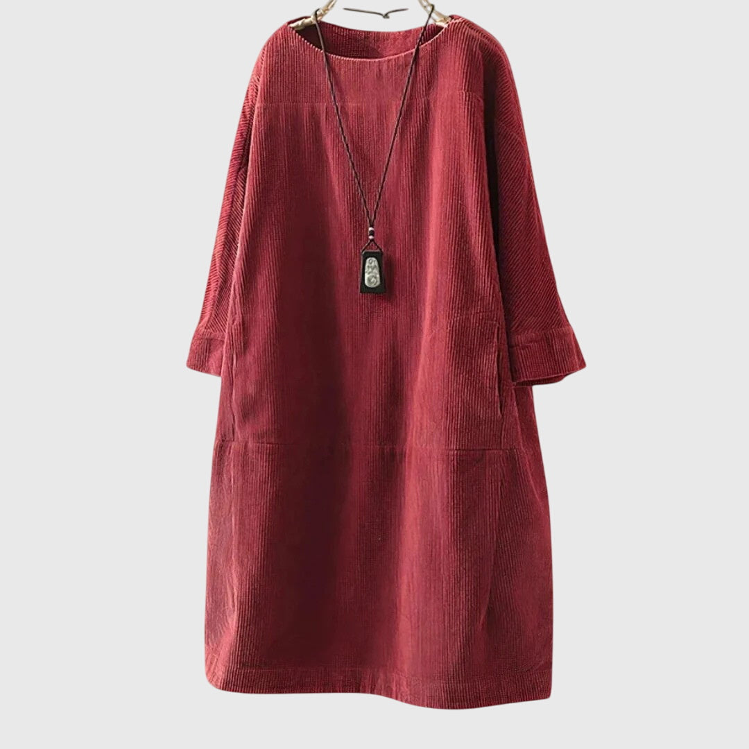 Grace | Lässiges Corduroy-Midikleid