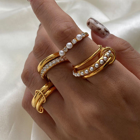 Albyn - Gold-Silber Perlen Stapelring
