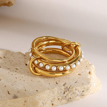 Albyn - Gold-Silber Perlen Stapelring