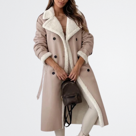 Roxanne - Lammfell-Gürtel-Trenchcoat