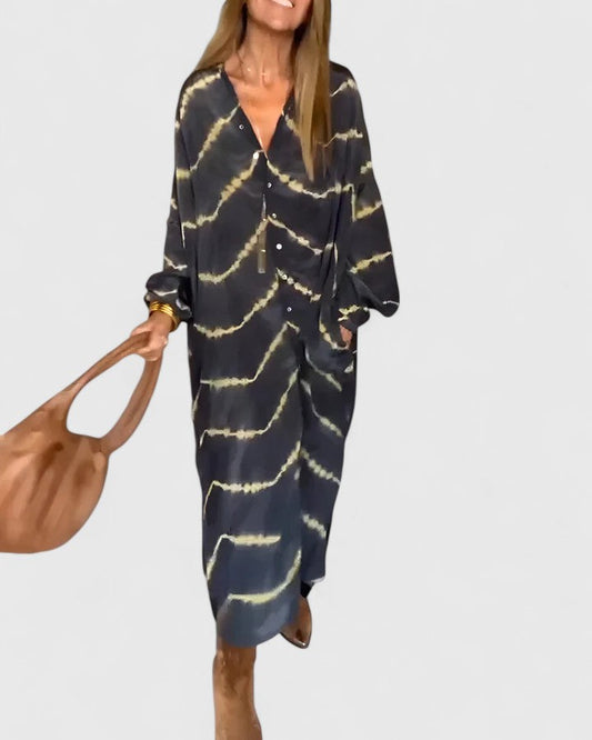 Amelie™ | Elegantes Boho Gestreiftes Maxikleid