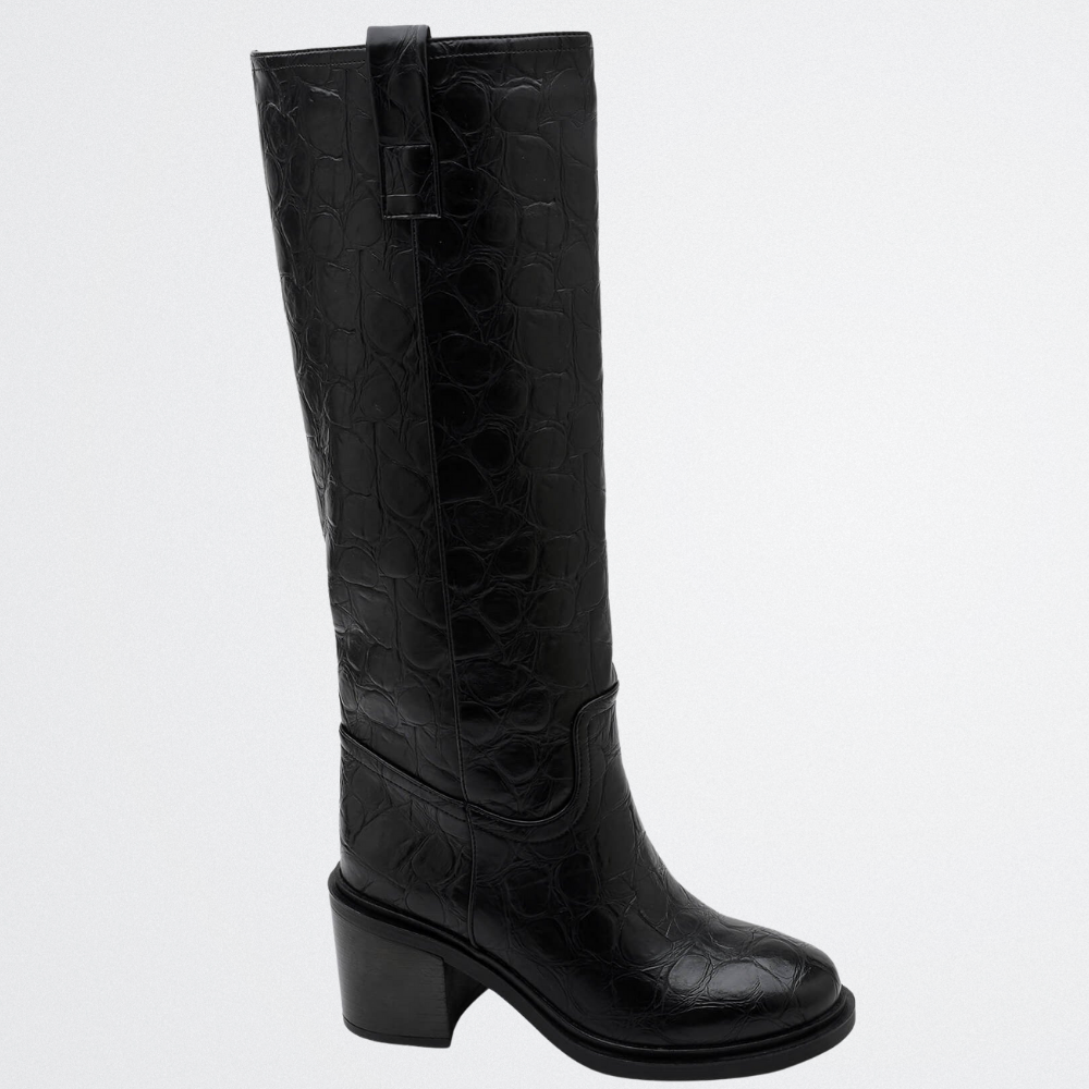 Esme – Schwarzer Stiefel mit Prägung
