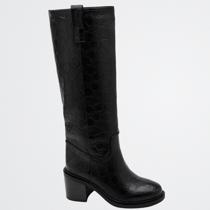 Esme – Schwarzer Stiefel mit Prägung