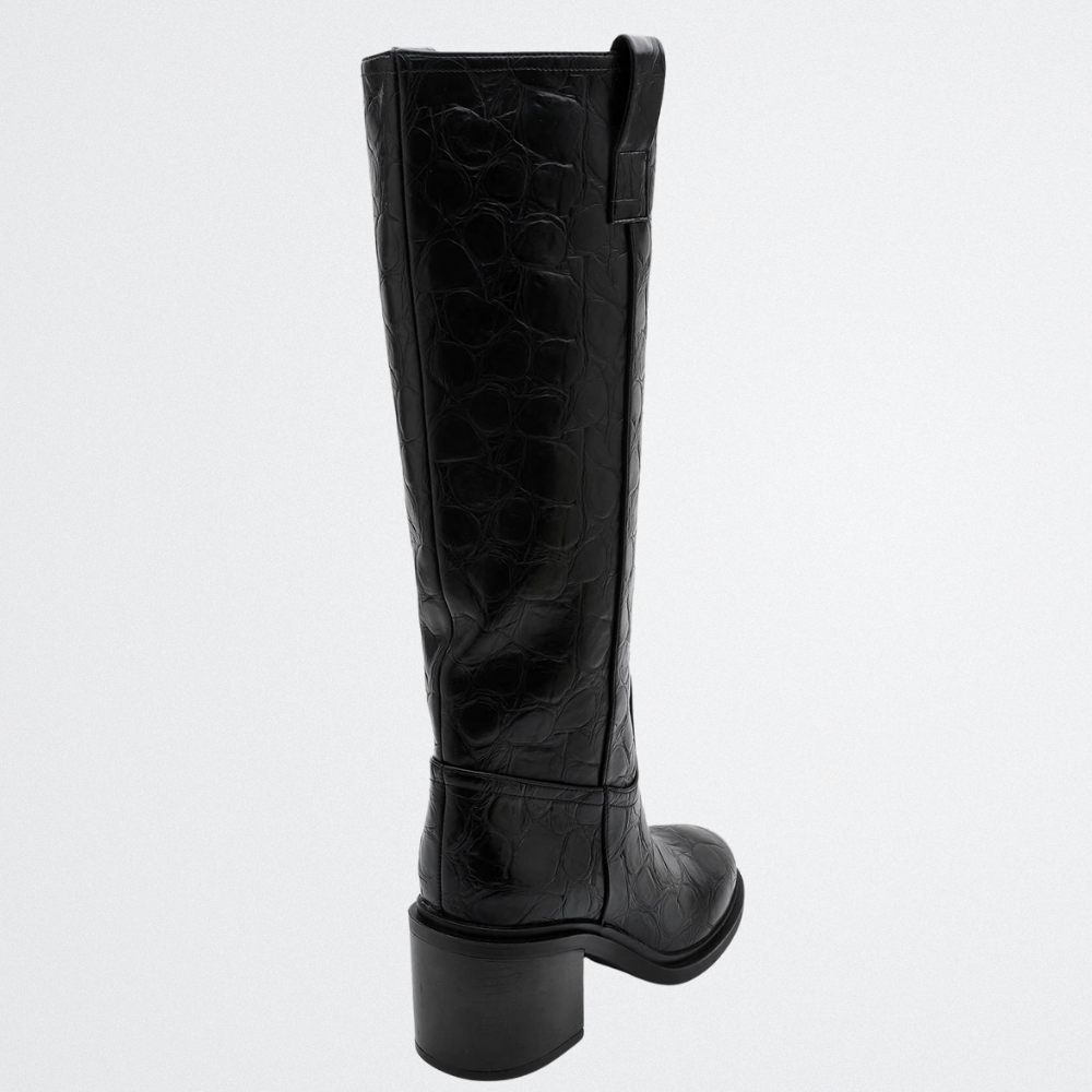 Esme – Schwarzer Stiefel mit Prägung