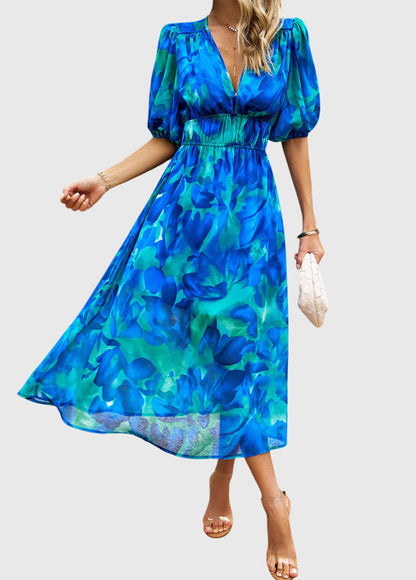 Merlin™ | Flatterndes Blumen-Midi-Kleid
