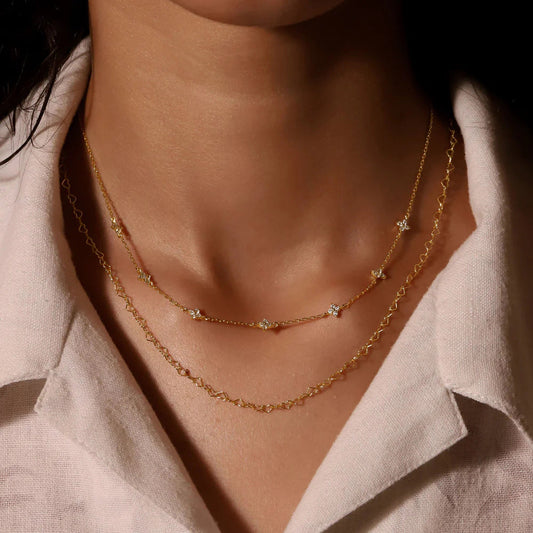 Tyndall - Adjustable Necklace with Floral Motif and Zirconia