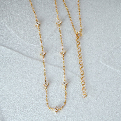 Tyndall - Adjustable Necklace with Floral Motif and Zirconia