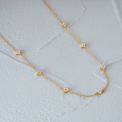 Tyndall - Adjustable Necklace with Floral Motif and Zirconia