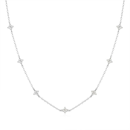 Tyndall - Adjustable Necklace with Floral Motif and Zirconia