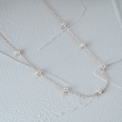 Tyndall - Adjustable Necklace with Floral Motif and Zirconia