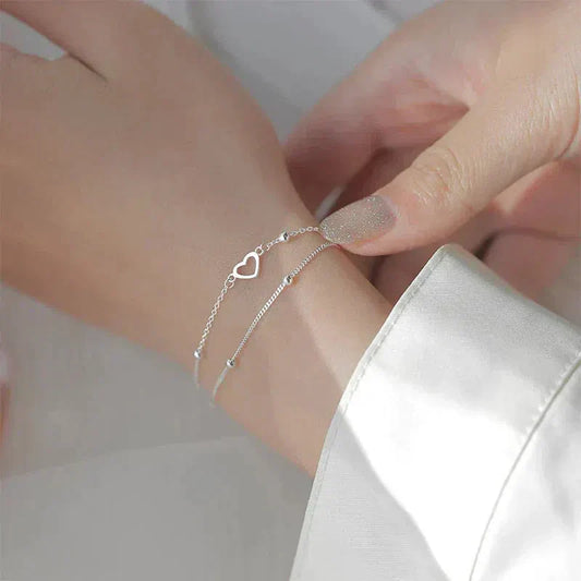 Verstellbares Herzarmband aus Silber