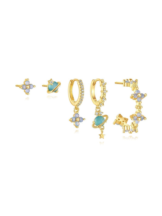 Elegante Blumenstern Ohrringe mit Zirkonia - Joane