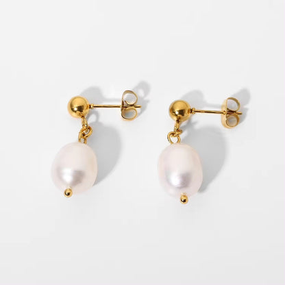 Elegant 18-carat gold-plated pearl earrings – Ginter