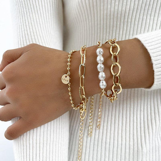 Goldperlen-Armband-Set